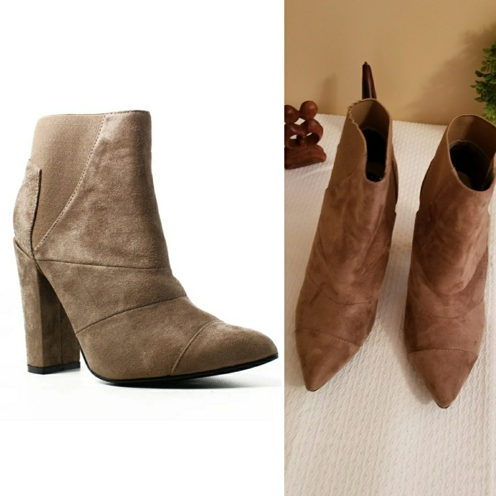 Nude suede boots